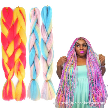 Wholesale Cheap 24inches 100g Jumbo Braiding Hair Candy Color High Quality Soft Synthetic Candy Color Extensions Mix Color